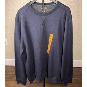 GH Bass Men's Pullover Men’s XXL Blue Crew Neck Sweatshirt Top Ribbed Trim New